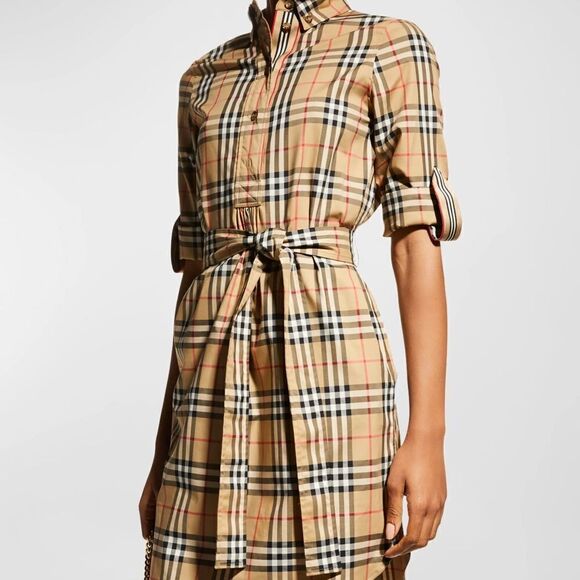 $1050 EUC Burberry Giovanna Check Plaid Shirtdress Shirt Dress US Size 6 - Picture 2 of 16